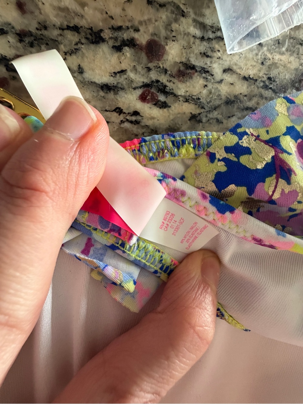 Victoria's Secret (M) Flounce Bandeau Swim Bikini Top Blue Multi Floral - Picture 7 of 7